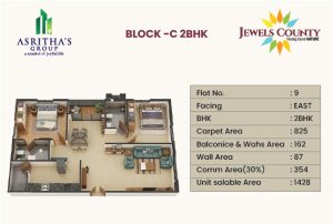 Asrithas Group Jewels County Floor Plan Black C 2bhk 01
